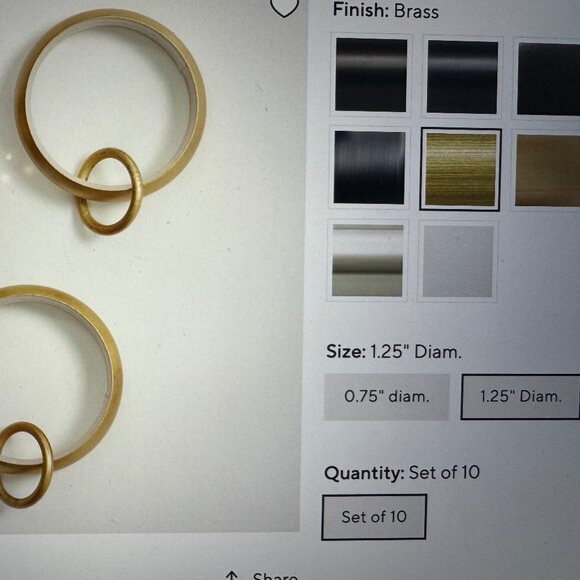 Pottery Barn -Quiet-Glide Double Curtain Round Rings - Picture 5 of 6